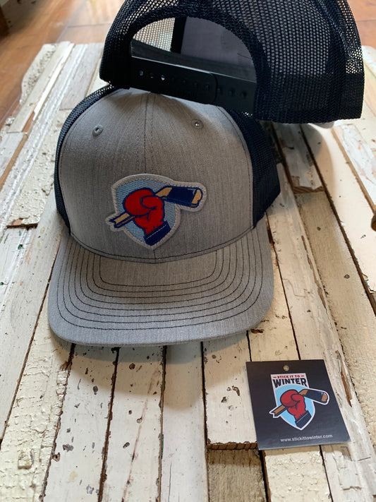 Hand Stitched Grey/Navy Mesh Cap