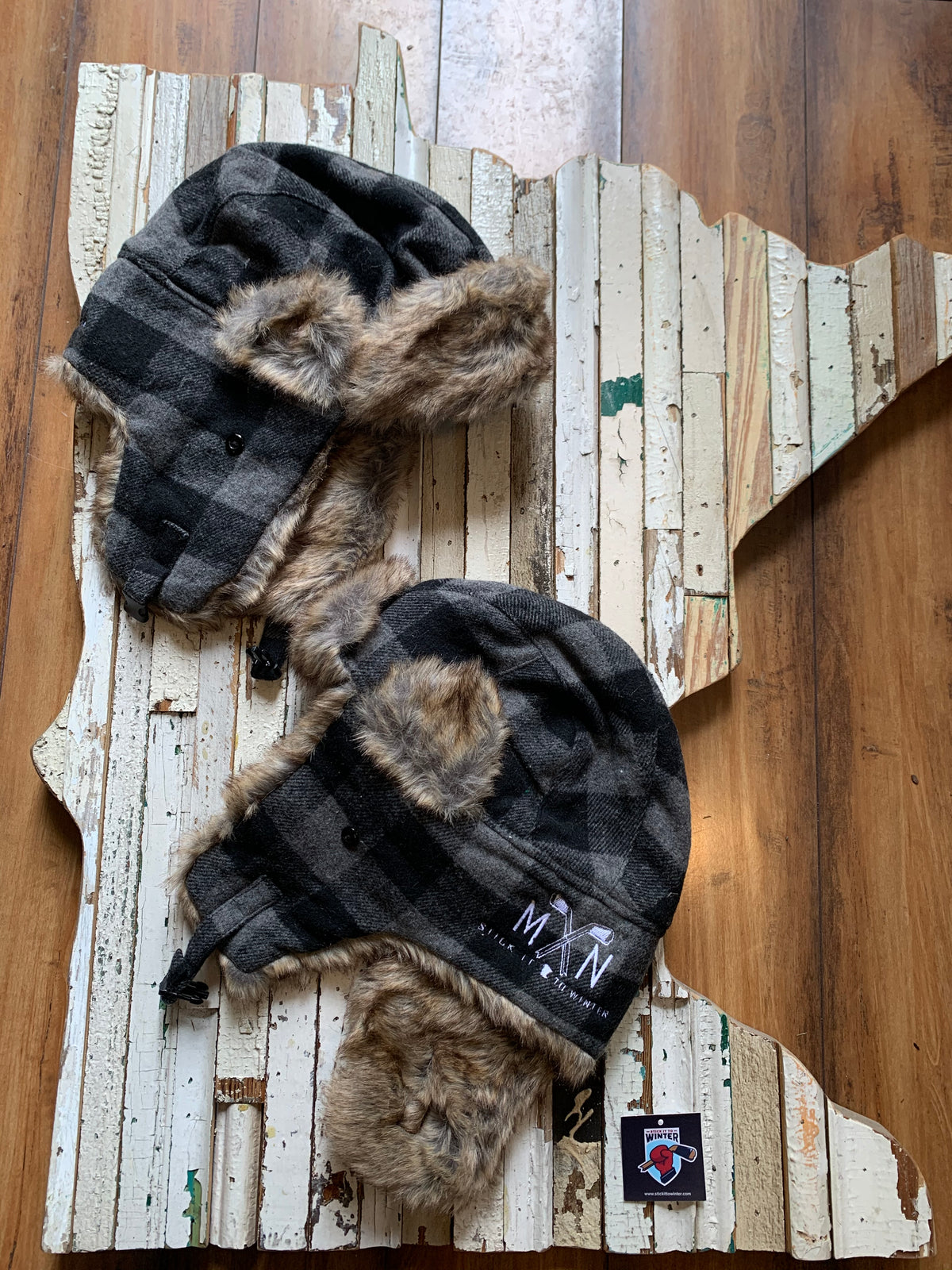 Grey Plaid Bomber Hat