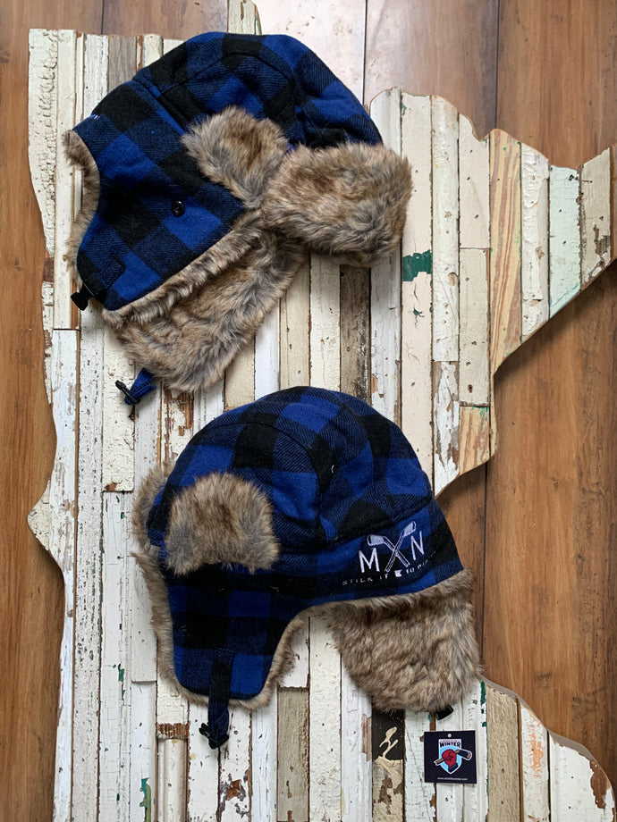 Blue Plaid Trapper Hat