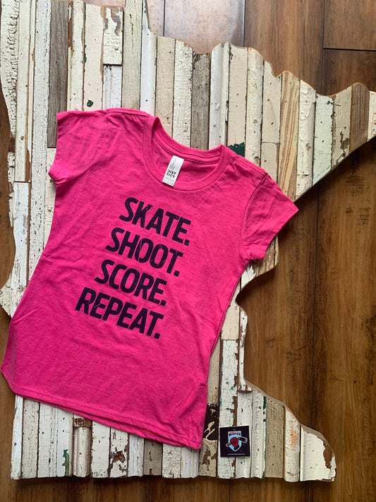 Youth Girls Skate Shoot Score Short Sleeve